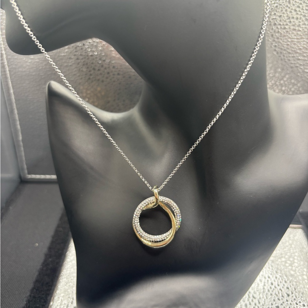 Elegant Silver & Gold Lariat Chain Necklace